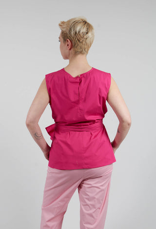 Cotton Poplin Top with Belt in Party Punch