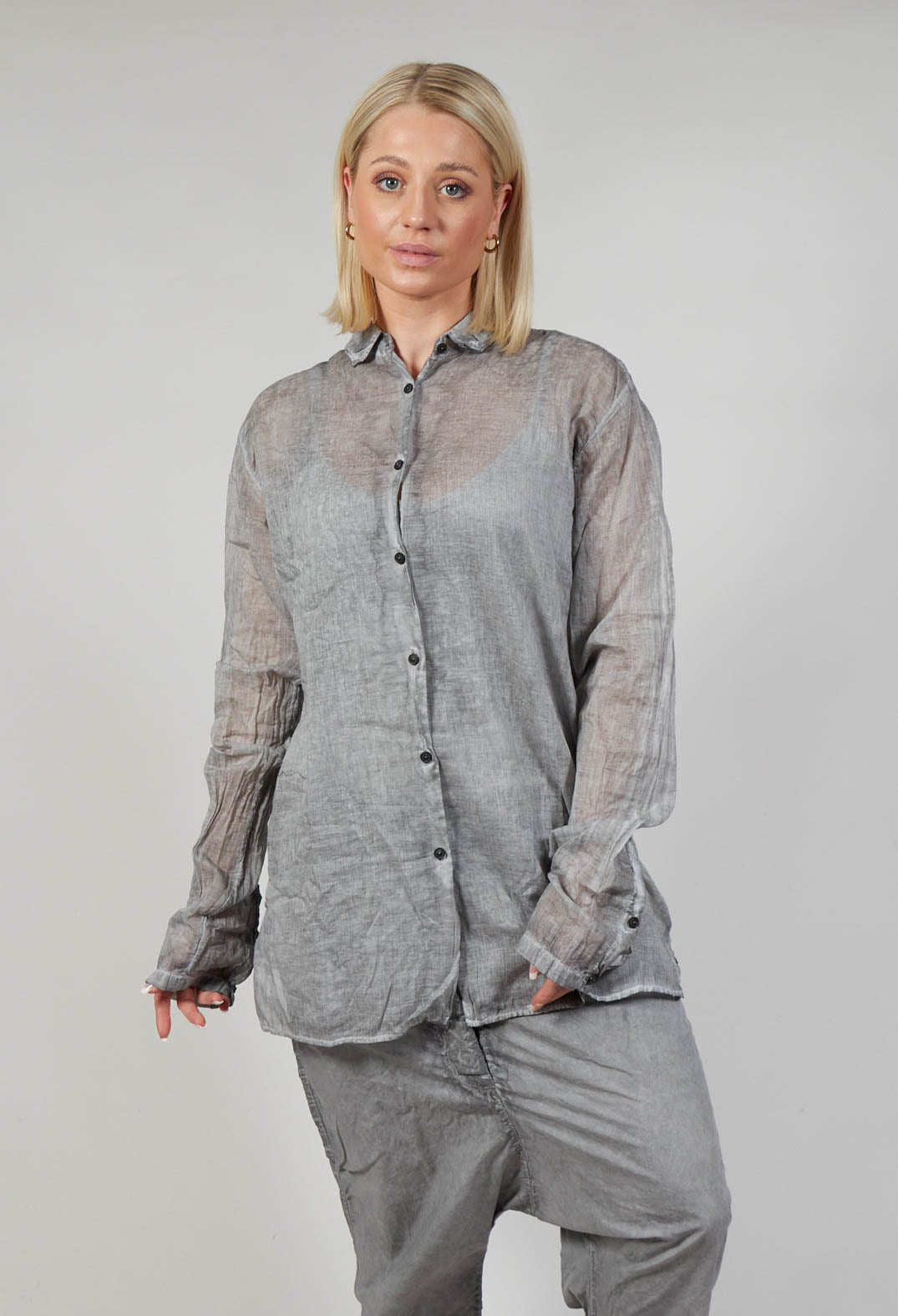 Cotton Sheer Blouse in C.Coal 70 Cloud