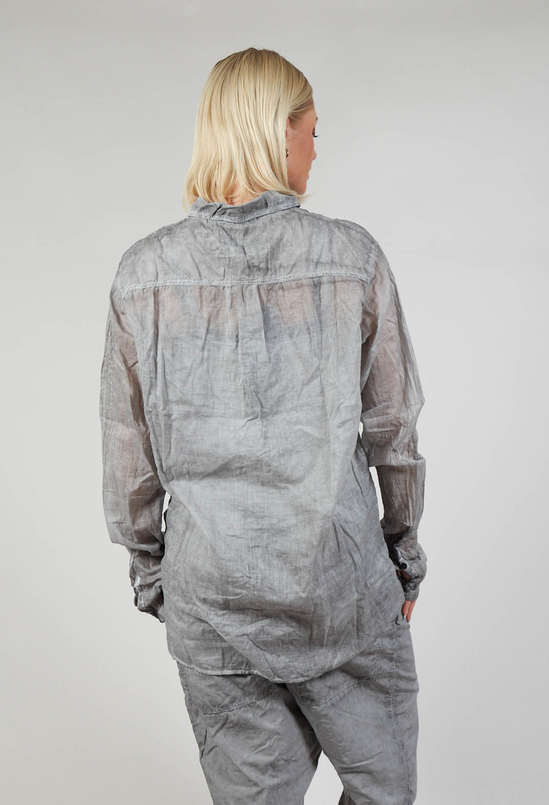 Cotton Sheer Blouse in C.Coal 70% Cloud