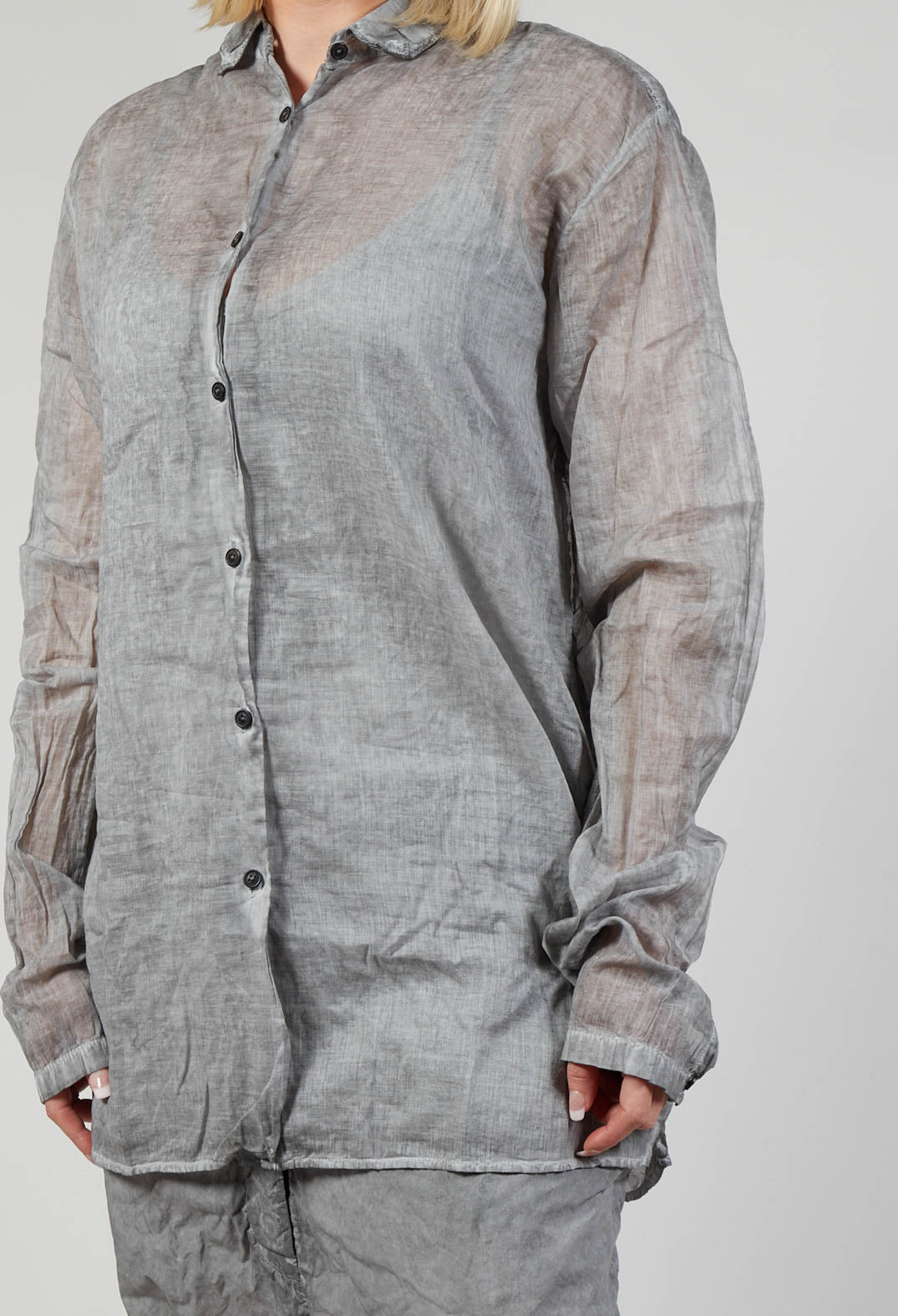Cotton Sheer Blouse in C.Coal 70% Cloud