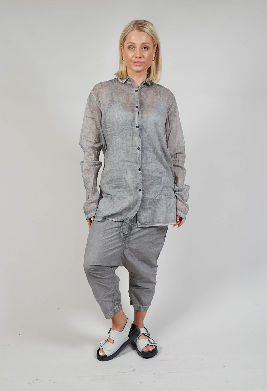 Cotton Sheer Blouse in C.Coal 70% Cloud