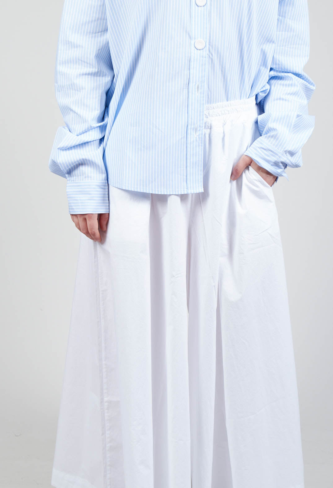 Cotton Wide Leg Trousers in Bianco