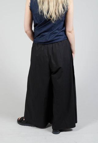 Cotton Wide Leg Trousers in Nero