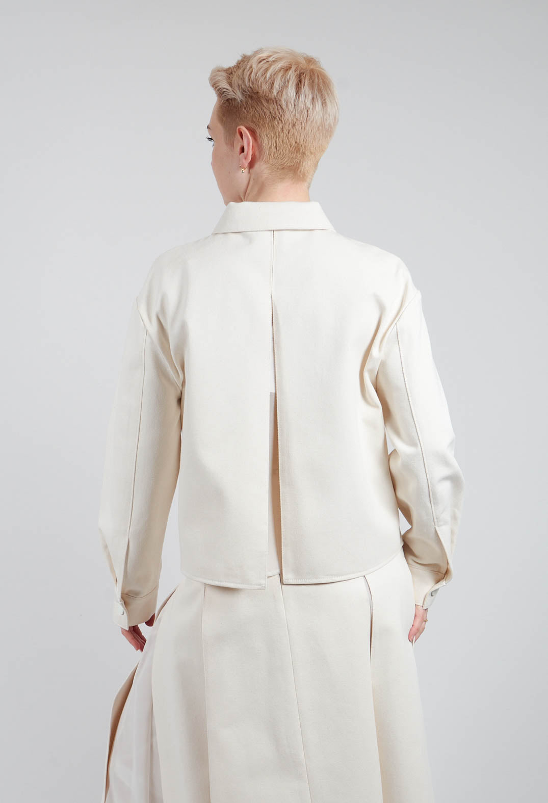 Cotton and Georgette Jacket in Sea Salt