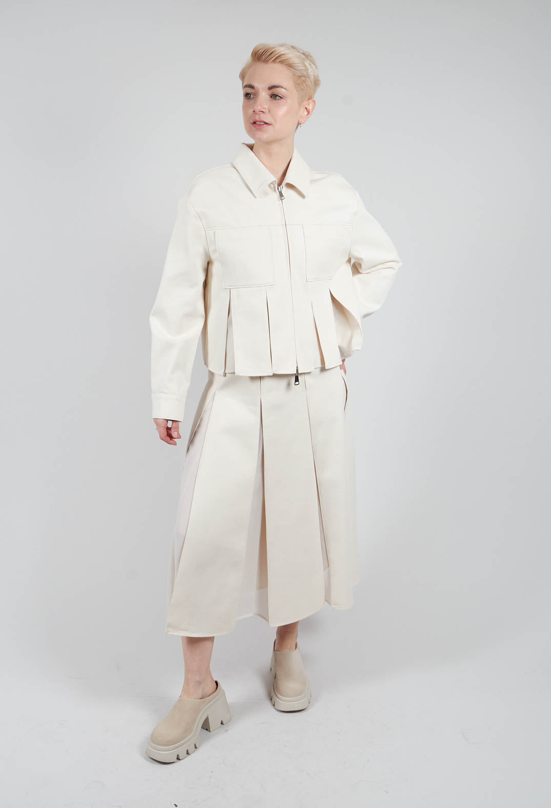 Cotton and Georgette Jacket in Sea Salt