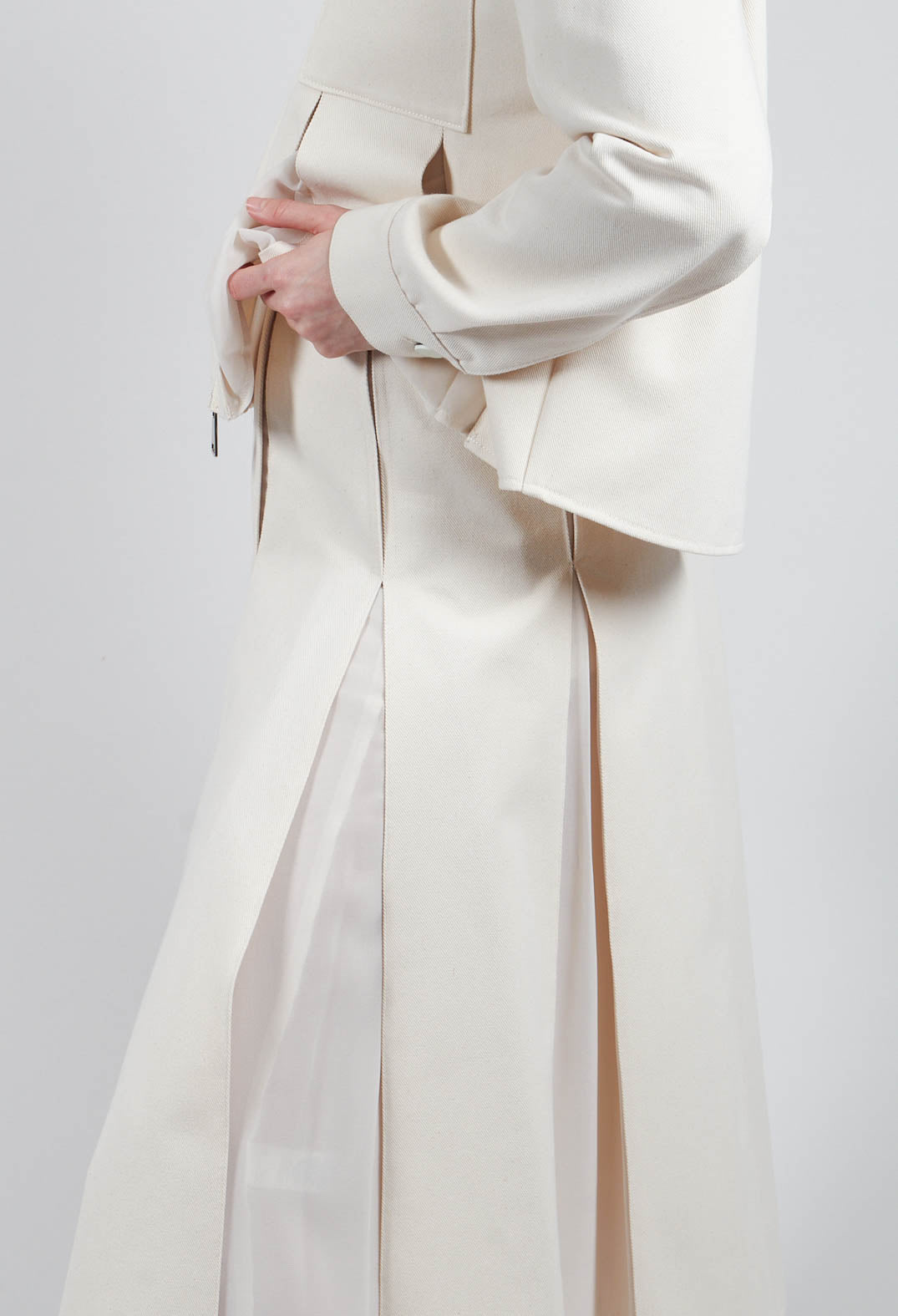 Cotton and Georgette Panel Skirt in Sea Salt