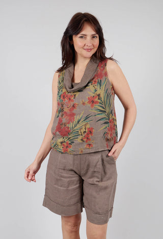 Cowl Neck Sleeveless Top in Fango