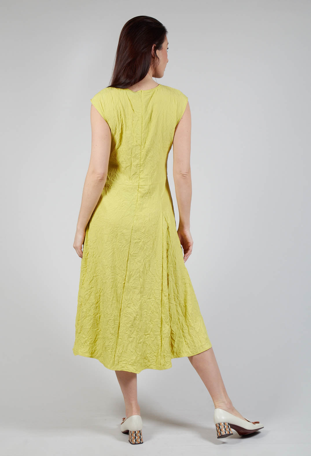 Creased Cotton Dress in Apple Green