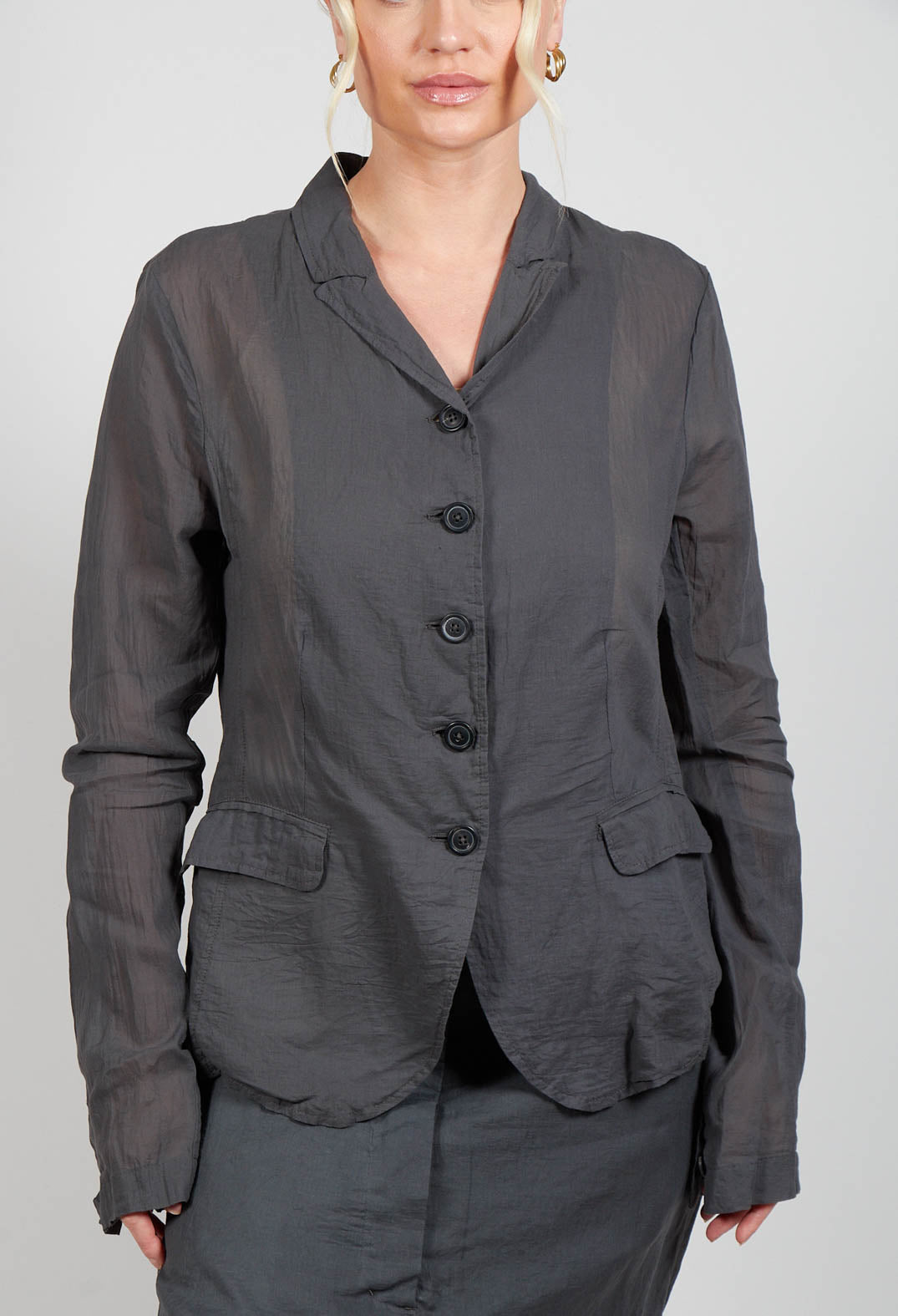 Creased Effect Jacket in Coal Cloud Stiff