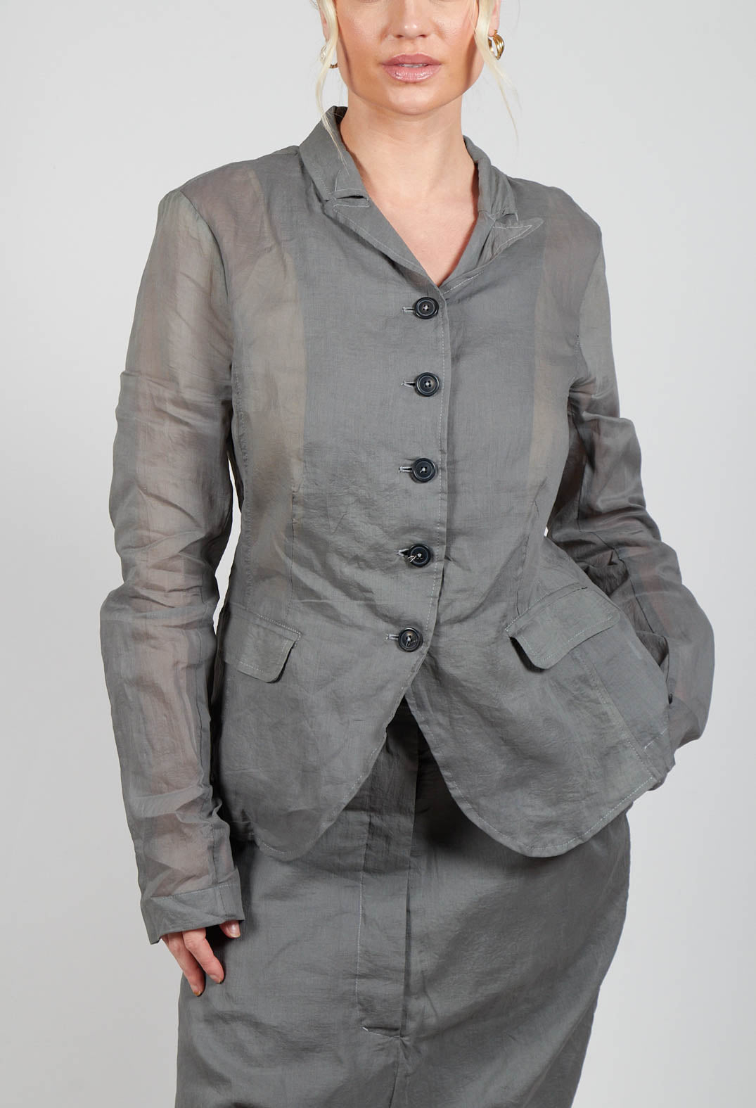 Creased Effect Jacket in Pencil Cloud Stiff