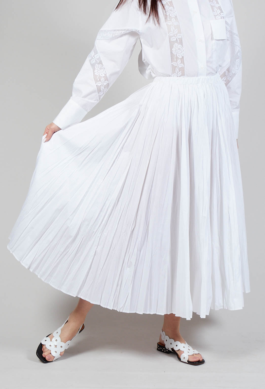Creased Poplin Skirt in White