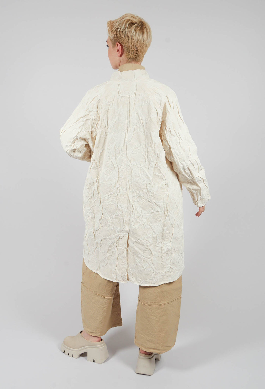 Crinkle Fabric Coat in Chalk