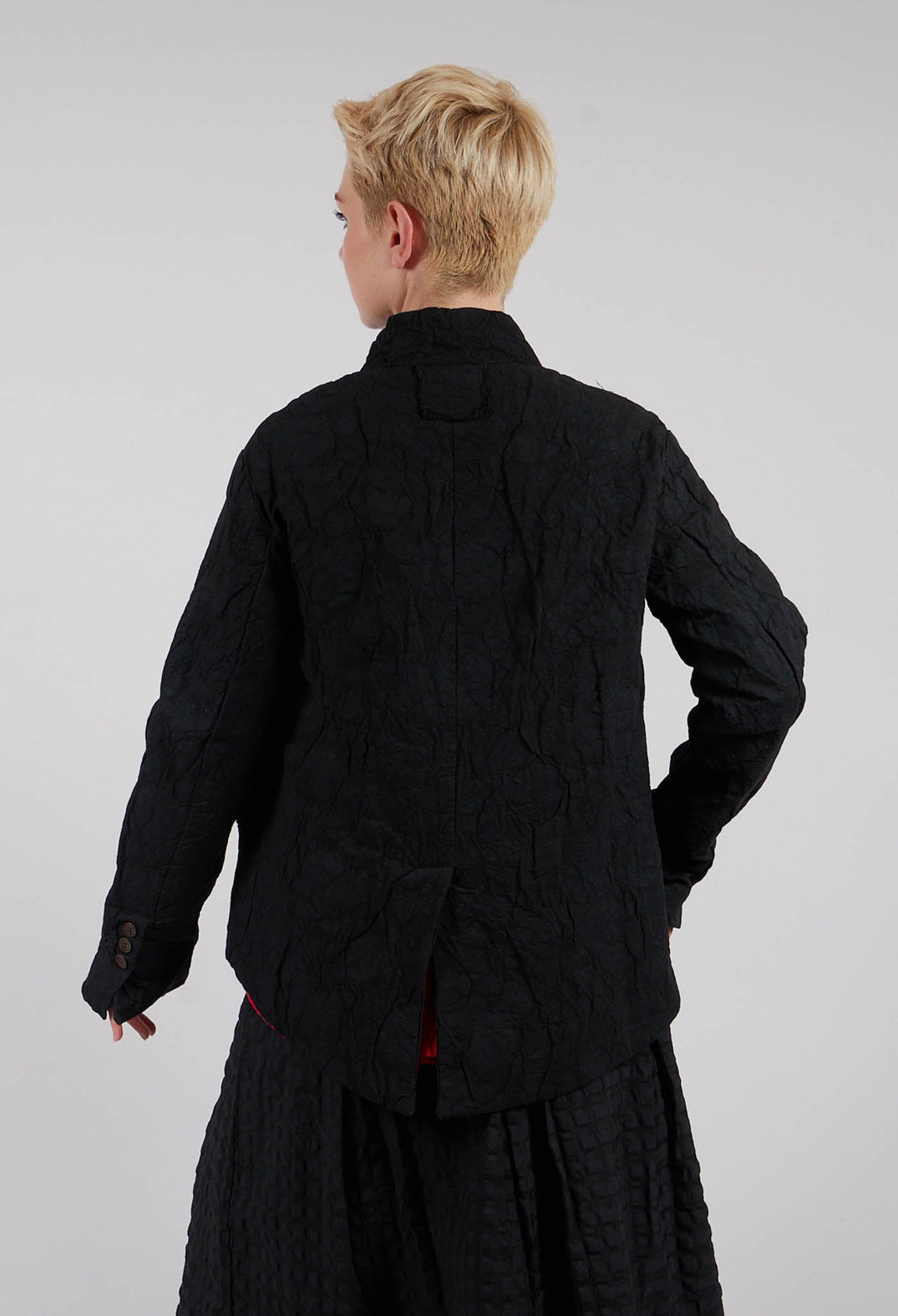 Crinkle Fabric Jacket in Black