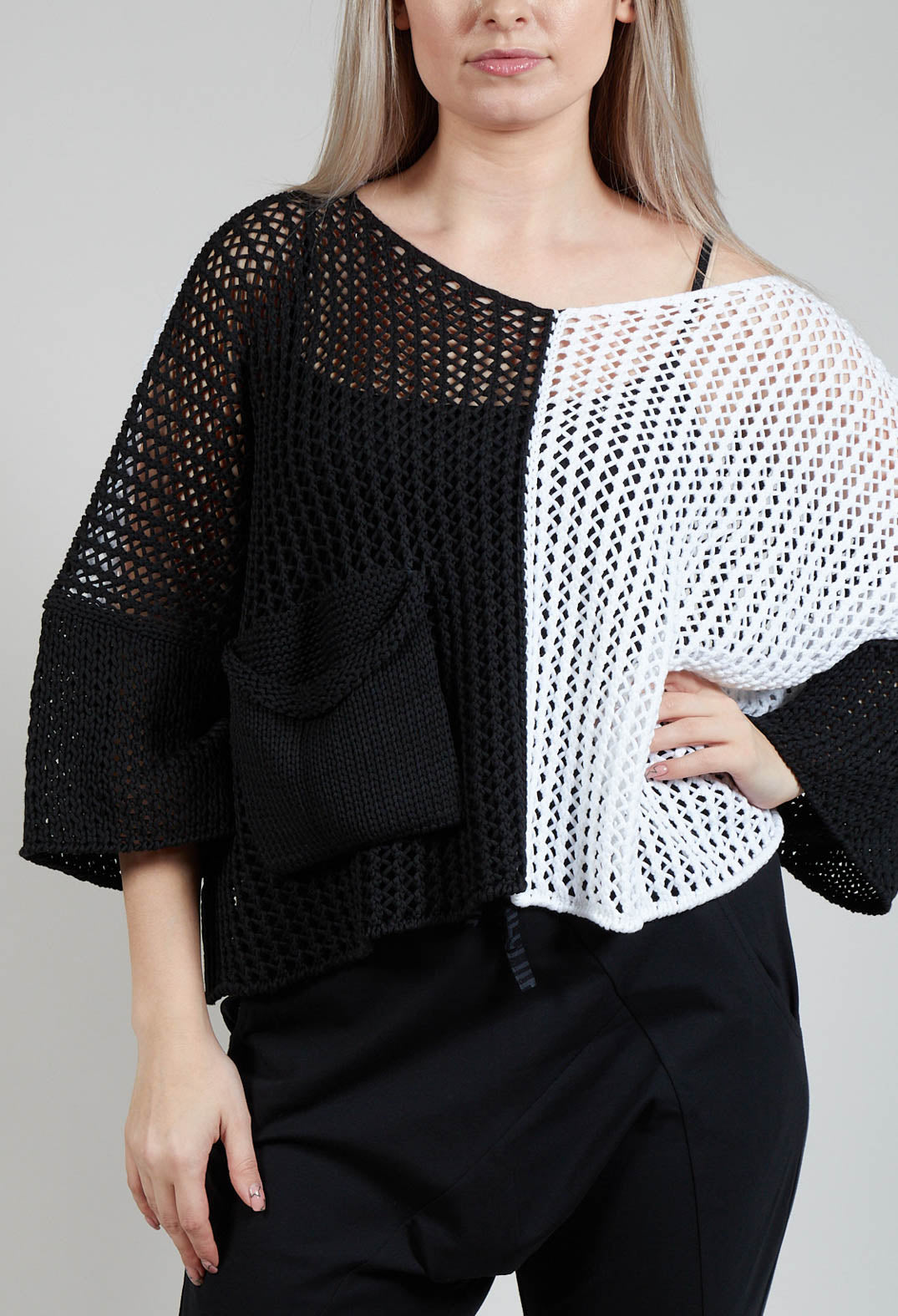 Crocheted Top in Black and White