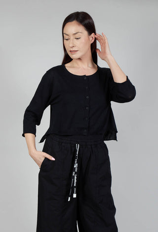 Cropped Button Through Cardigan in Black