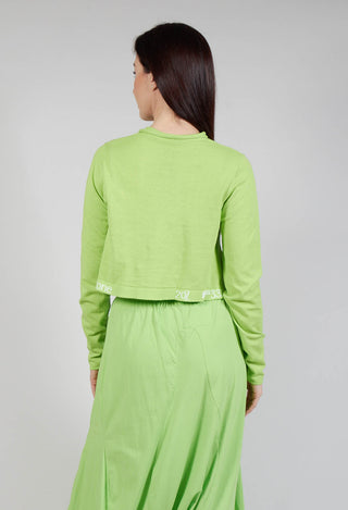 Cropped Cardigan in Lime Jacquard