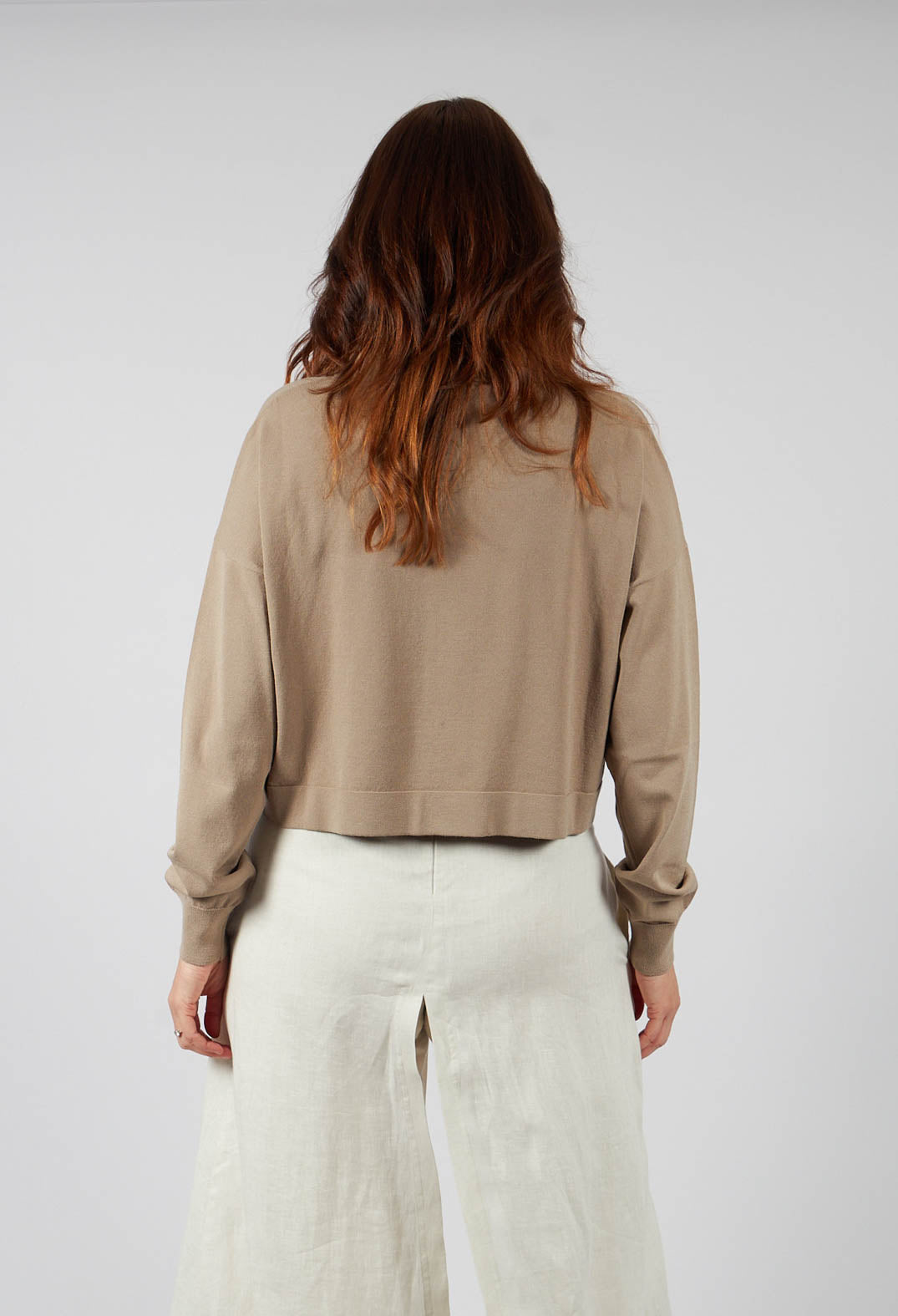 Cropped Cardigan in Taupe