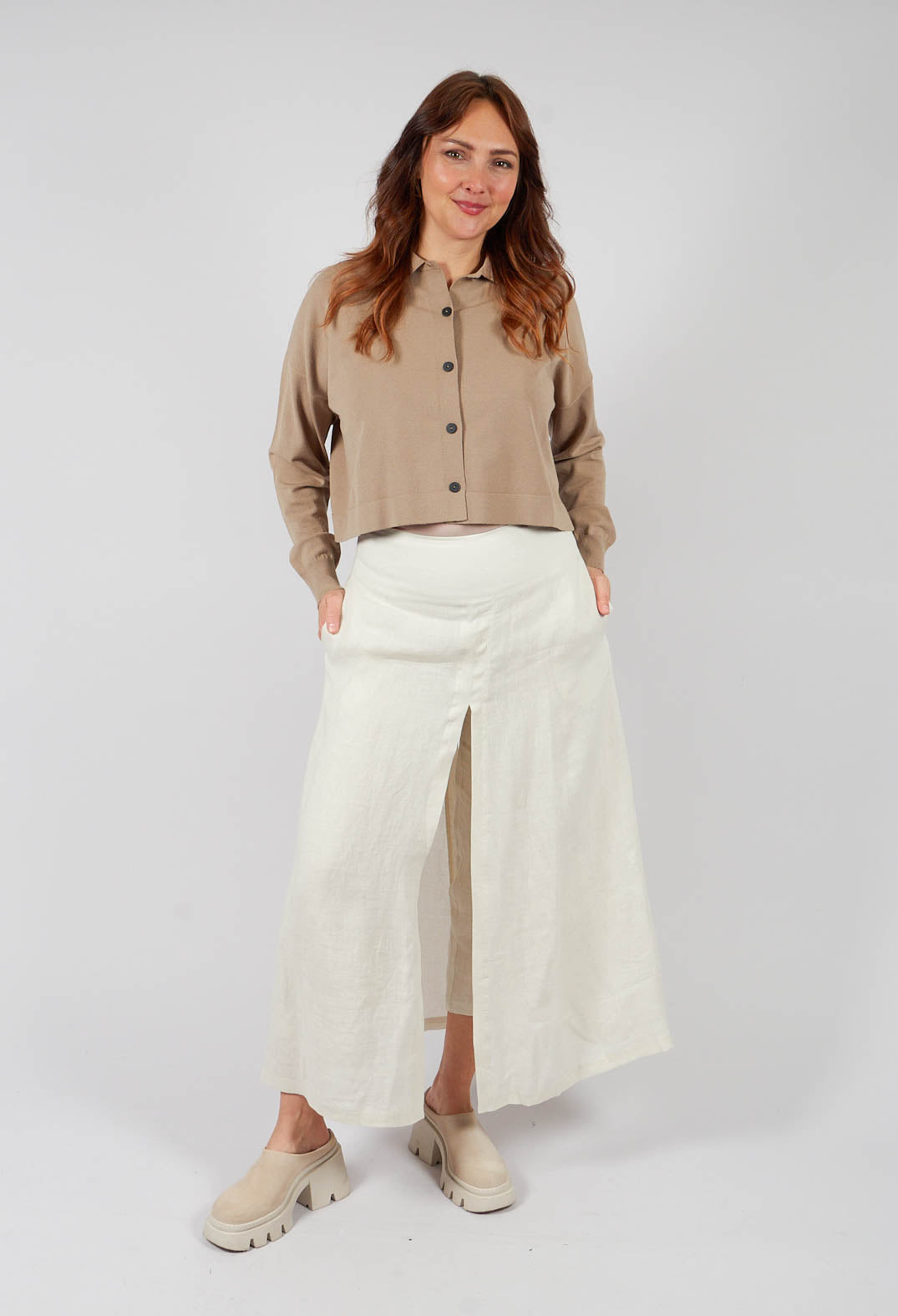 Cropped Cardigan in Taupe