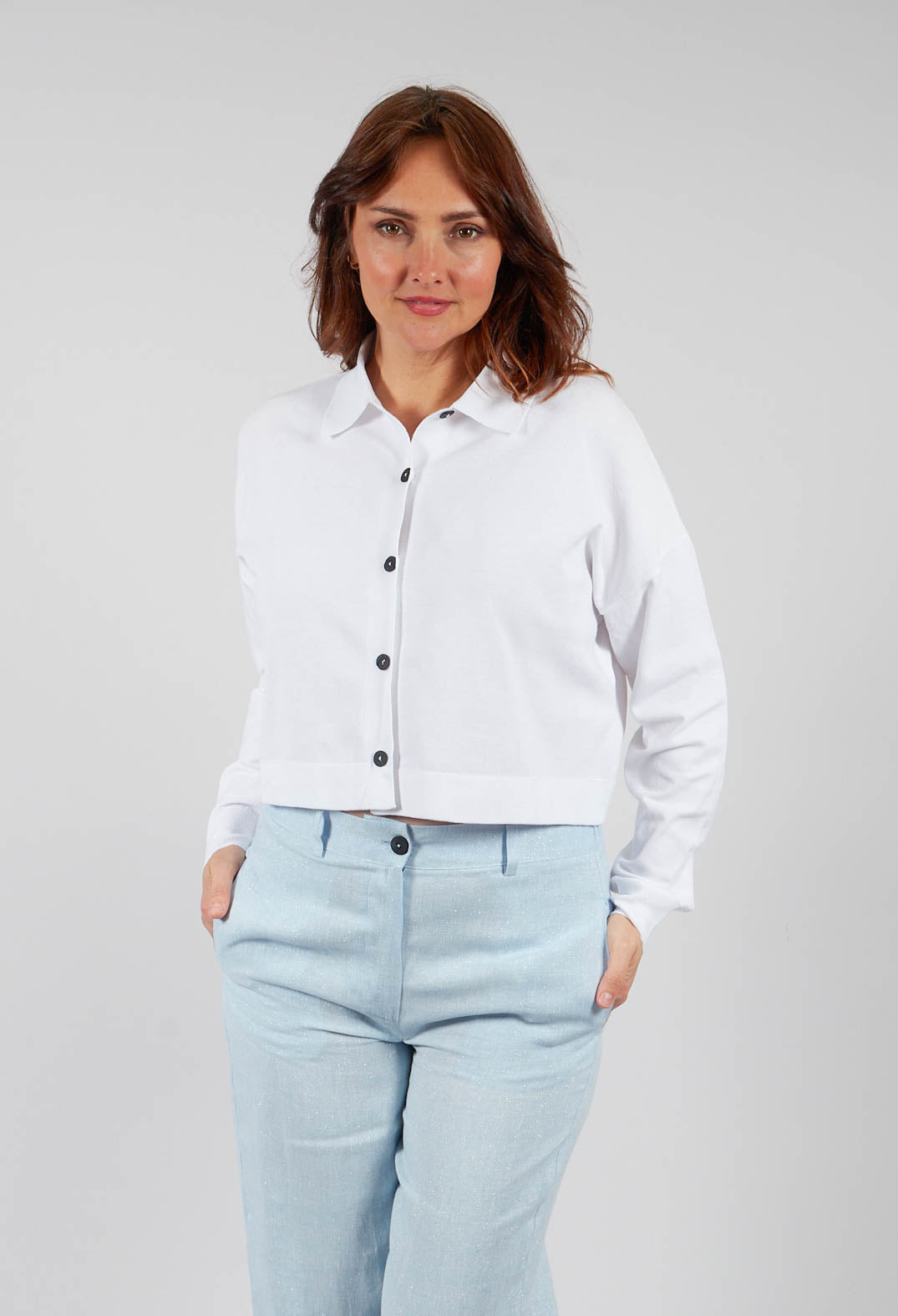 Cropped Cardigan in White