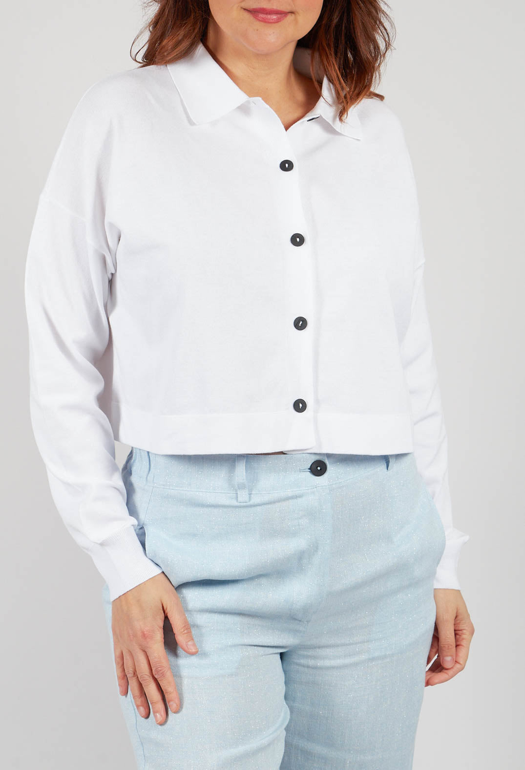 Cropped Cardigan in White