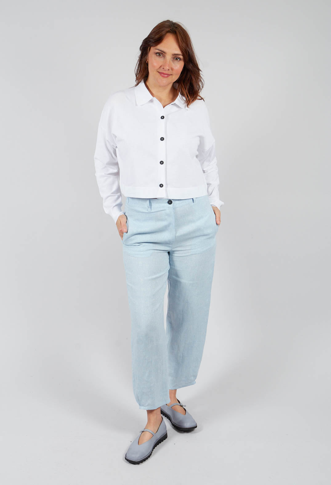 Cropped Cardigan in White