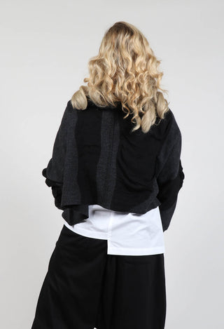 Cropped Cardigan with Contrasting Fabric in Grey