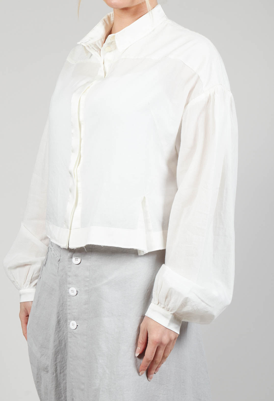 Cropped Cotton Shirt in Original White