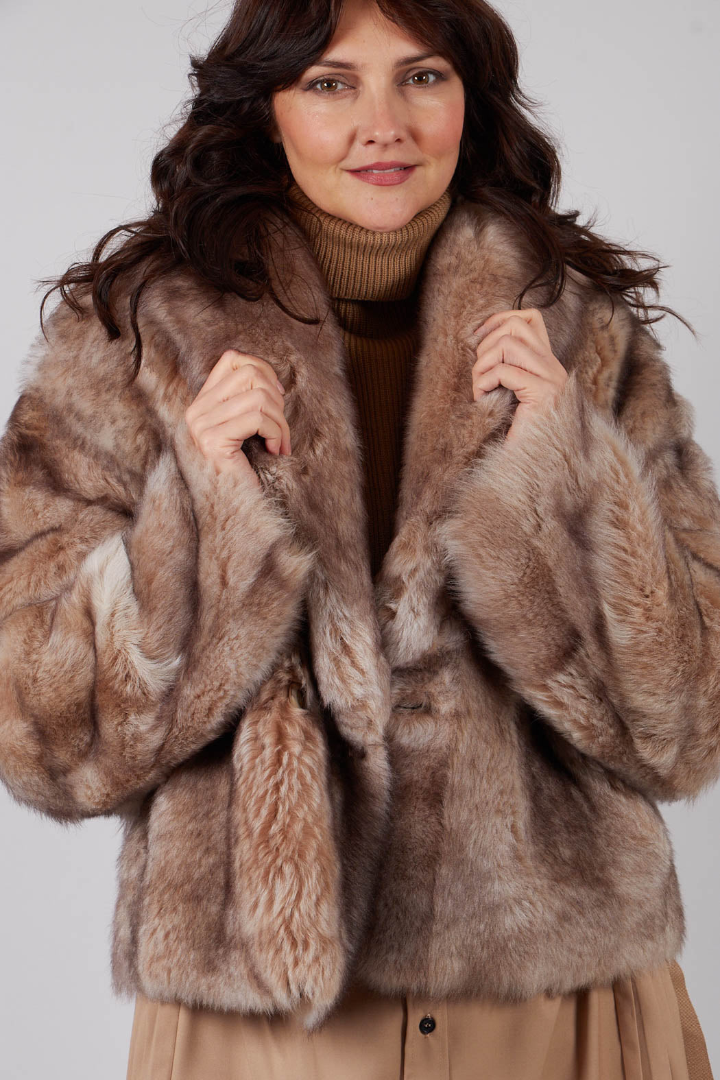Cropped Fur Jacket with Wrap around Front