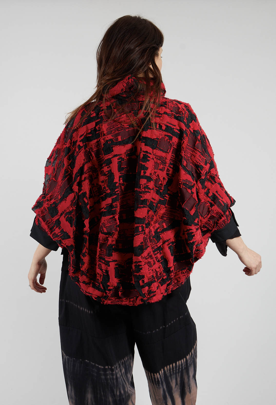 Cropped Jacket in Red Print