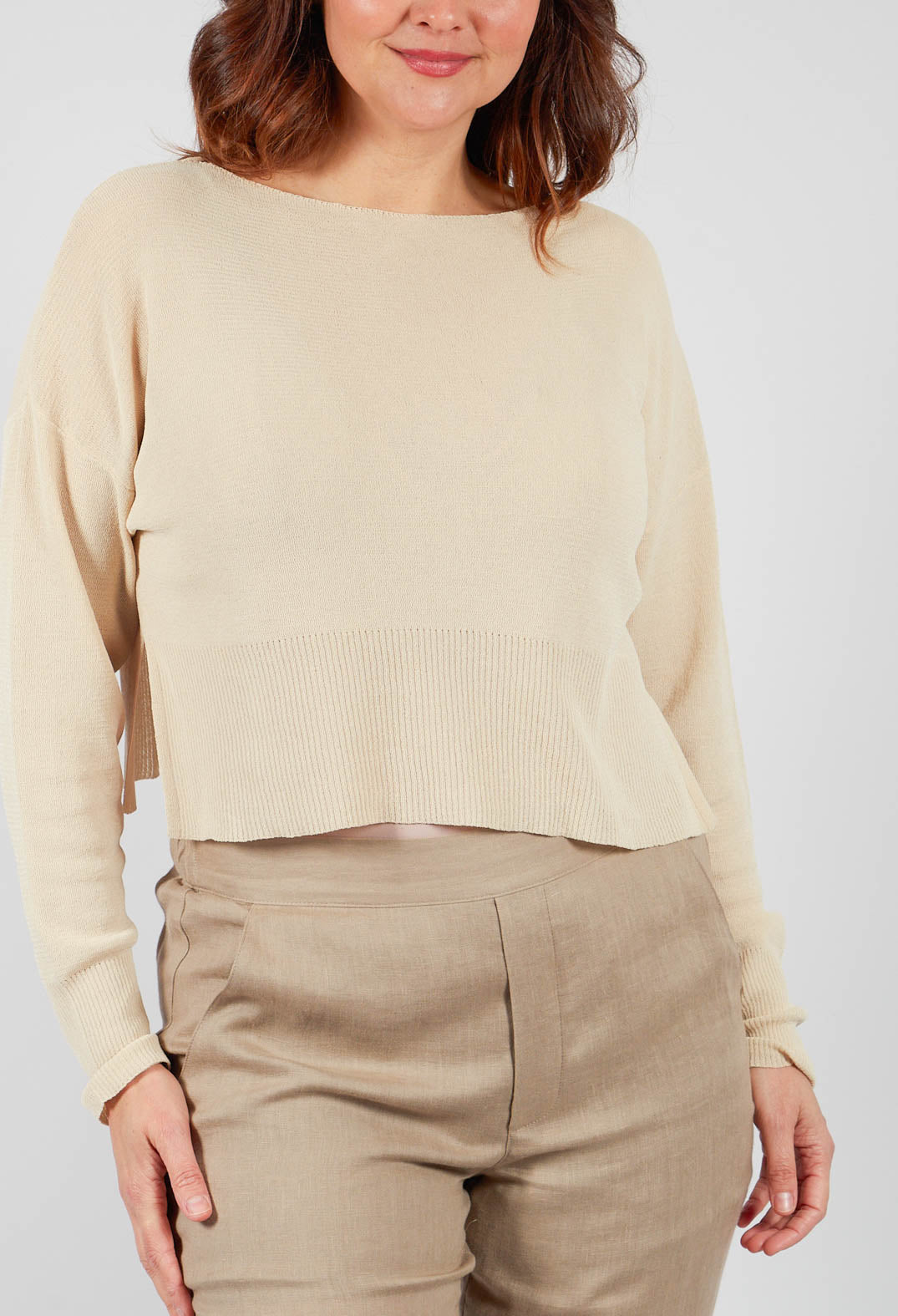 Cropped Jumper in Greige