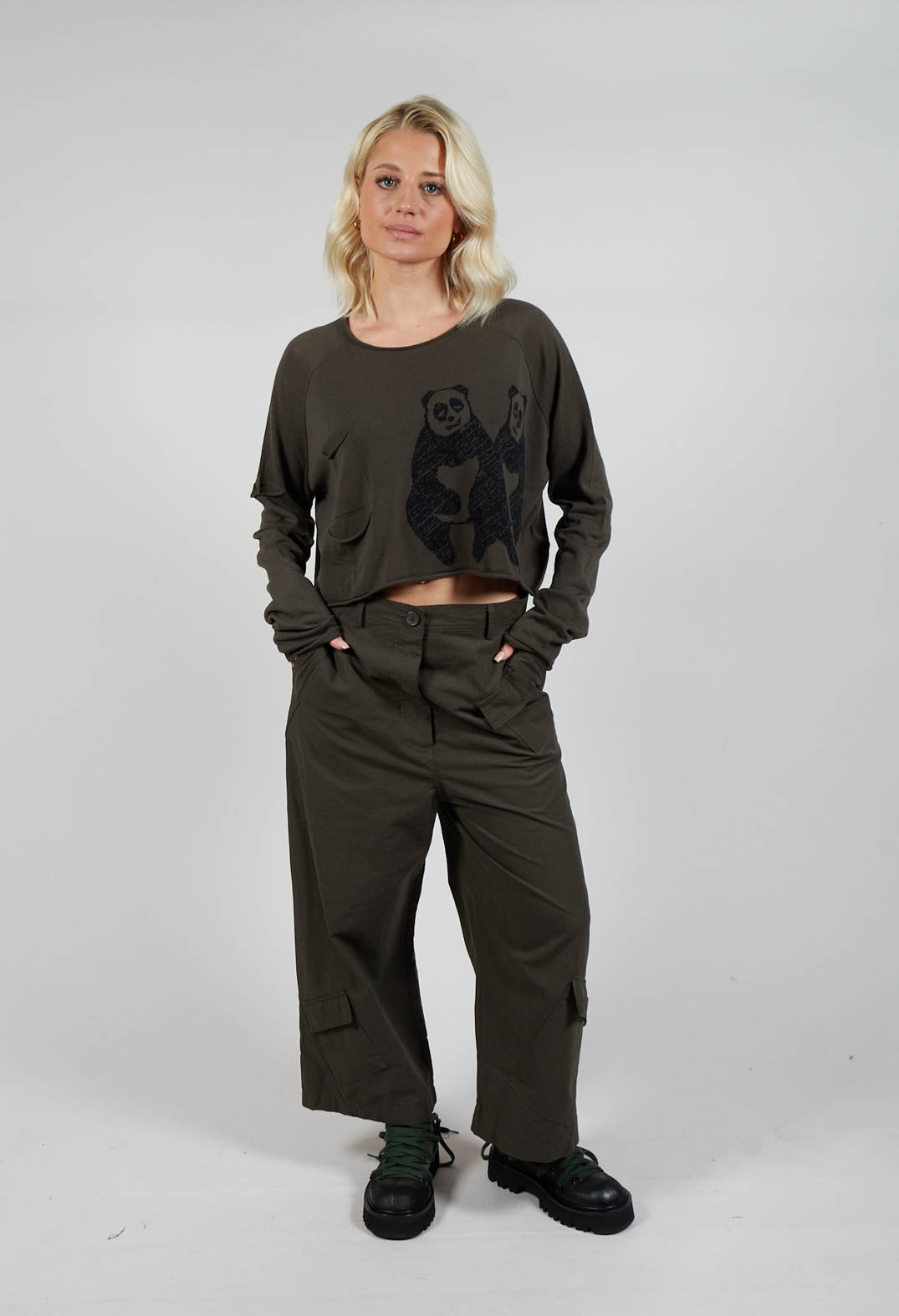 Cropped Jumper with Motif in Jungle Jacquard