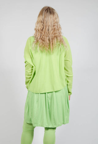 Cropped Jumper with Motif in Lime Jacquard