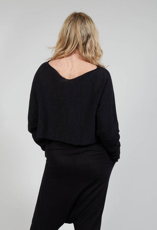 Cropped Jumper with Raw Edges in Black