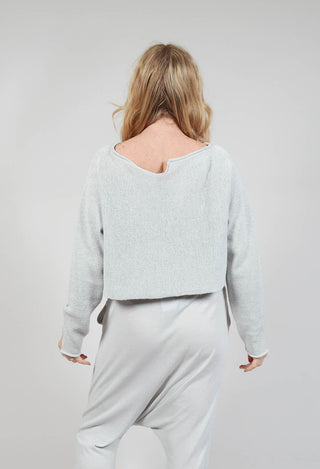 Cropped Jumper with Raw Edges in Grey