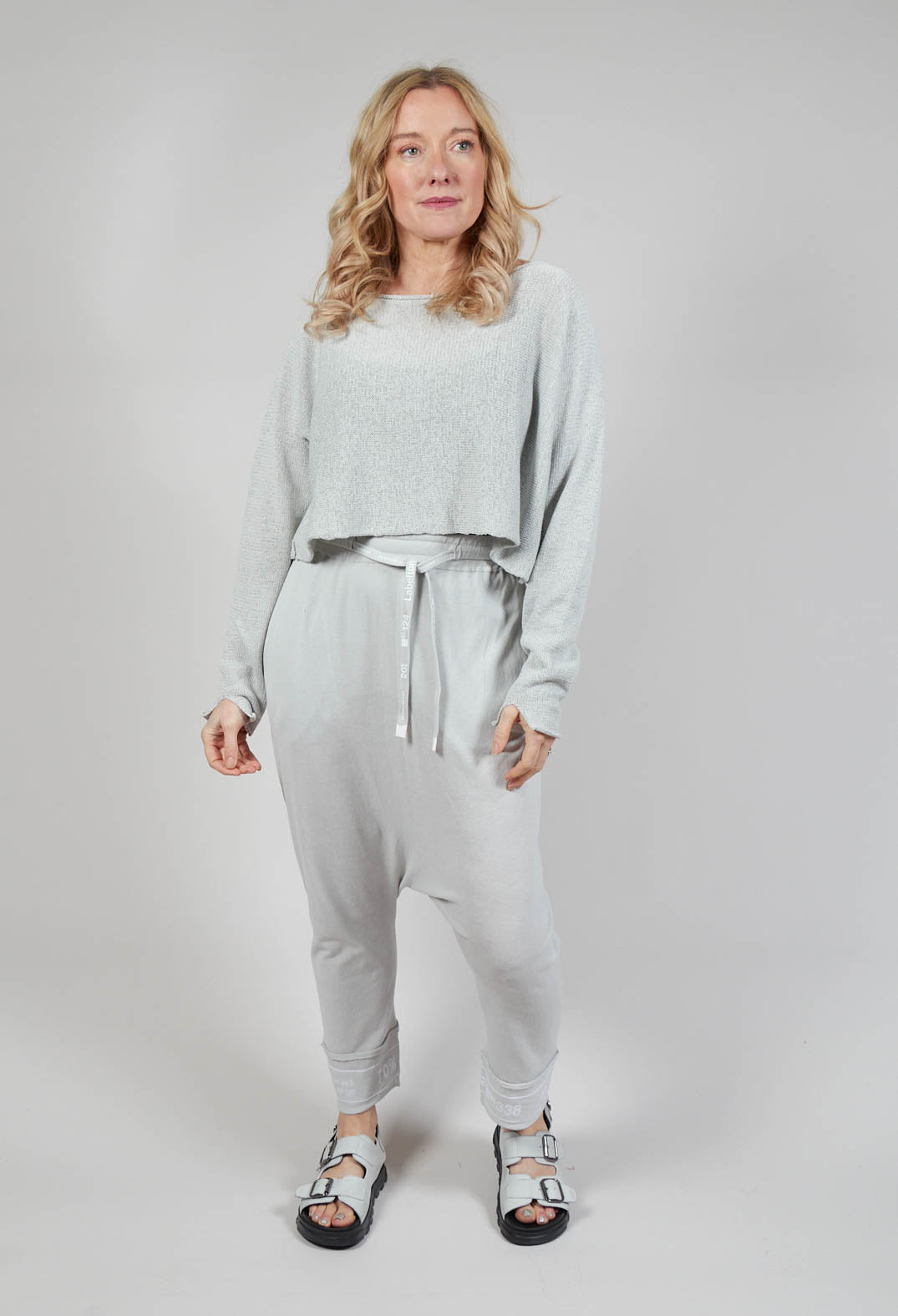 Cropped Jumper with Raw Edges in Grey