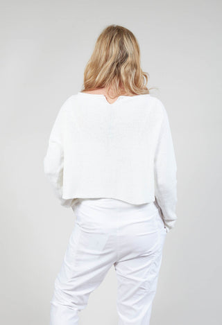 Cropped Jumper with Raw Edges in White