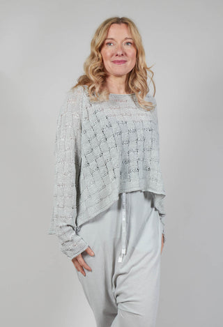 Cropped Jumper with Square Detail Knit in Grey