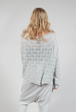 Cropped Jumper with Square Detail Knit in Grey