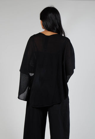 Cropped Lightweight Relaxed Jumper in Black