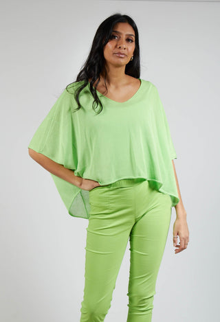 Cropped Lightweight Relaxed Jumper in Lime