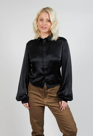 Cropped Silk Shirt in Black