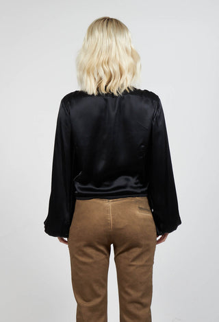 Cropped Silk Shirt in Black