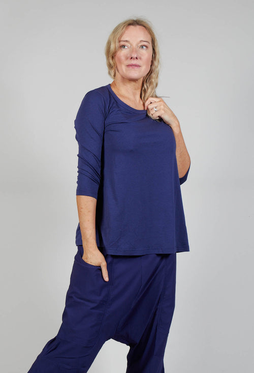 Cropped Sleeve Jersey Top in Azur