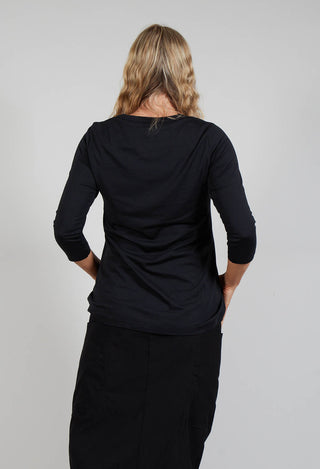 Cropped Sleeve Jersey Top in Black