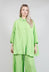 Cropped Sleeve Linen Shirt in Lime