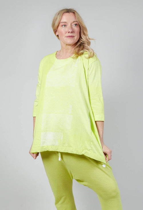 Cropped Sleeve Top with Drawstring Hem in Sun Print