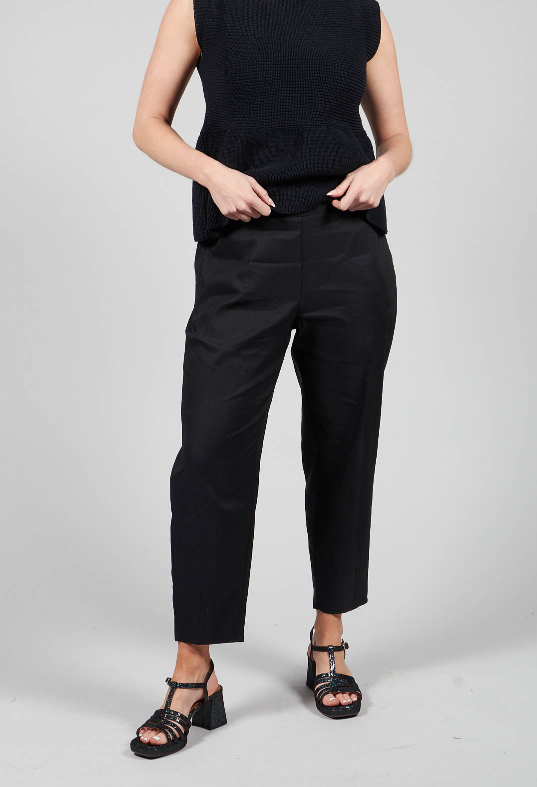 Cropped Slim Leg Pants in Black