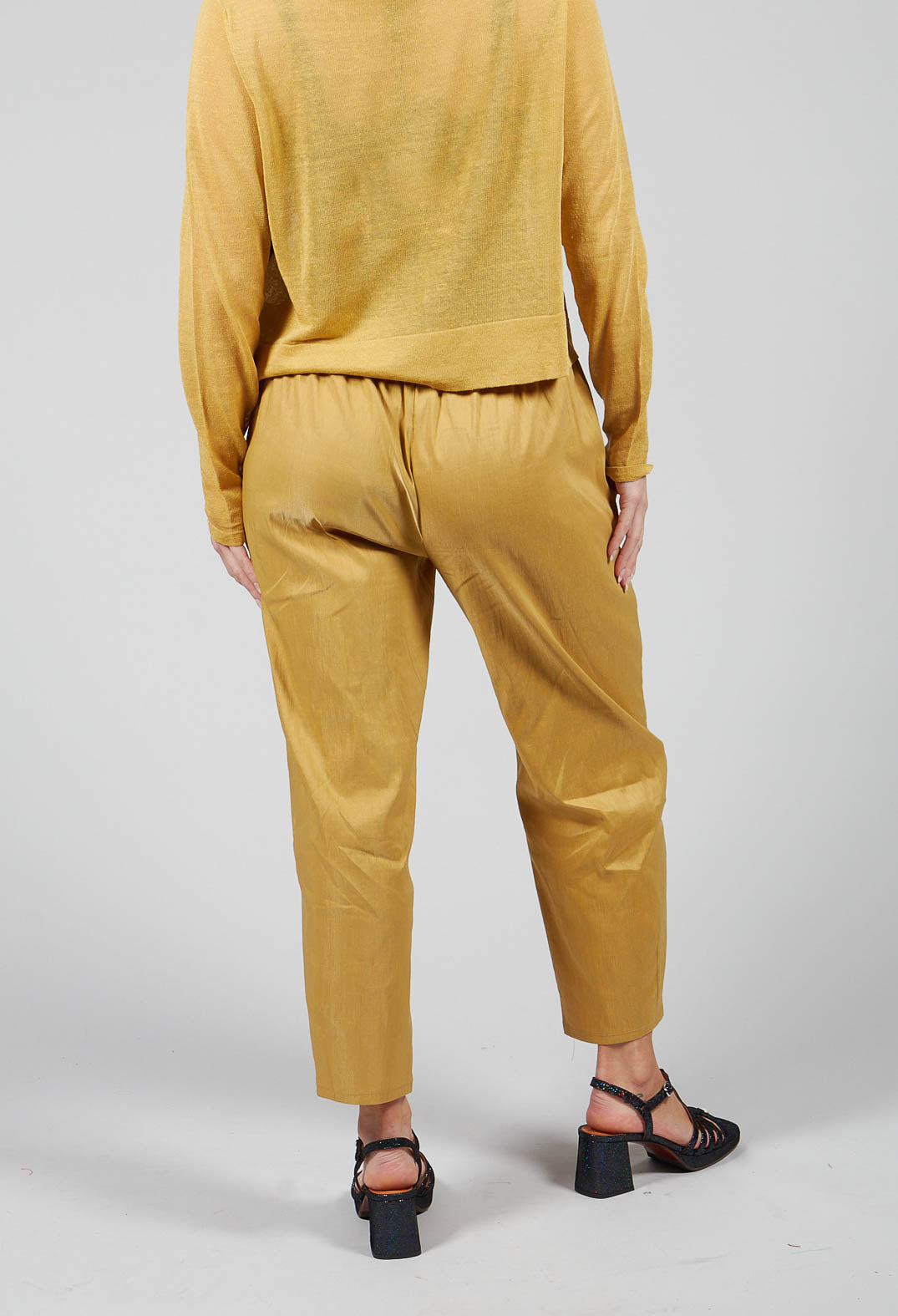 Cropped Slim Leg Pants in Mustard