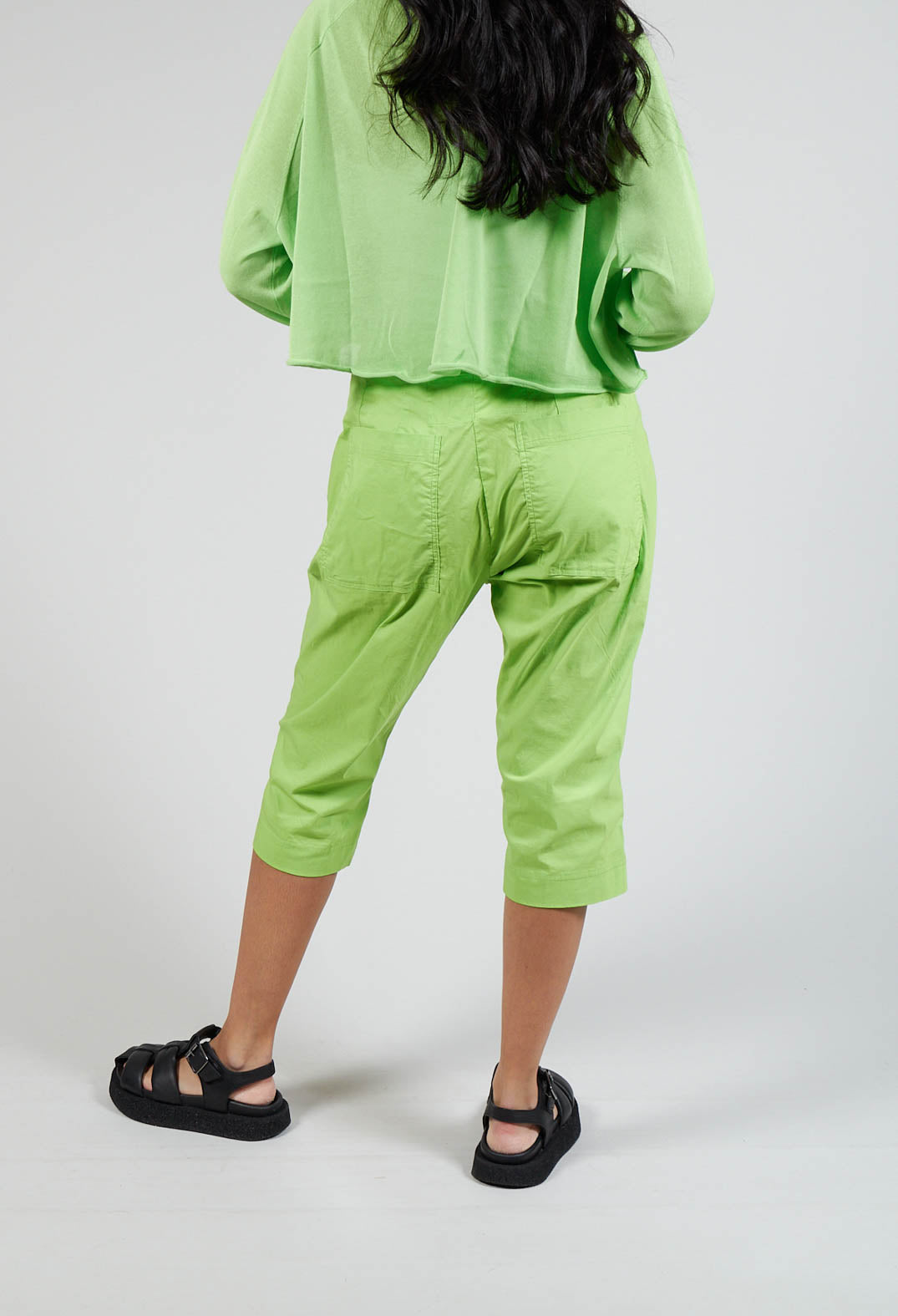 Cropped Slim Leg Trousers in Lime