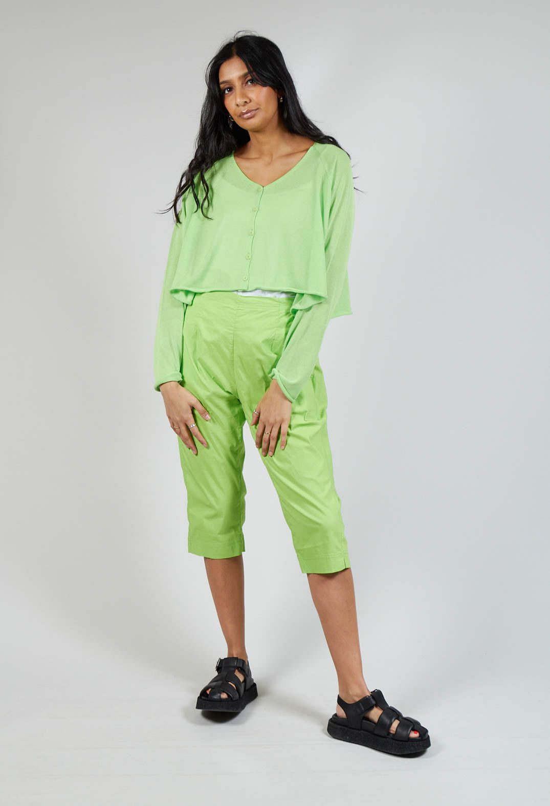 Cropped Slim Leg Trousers in Lime